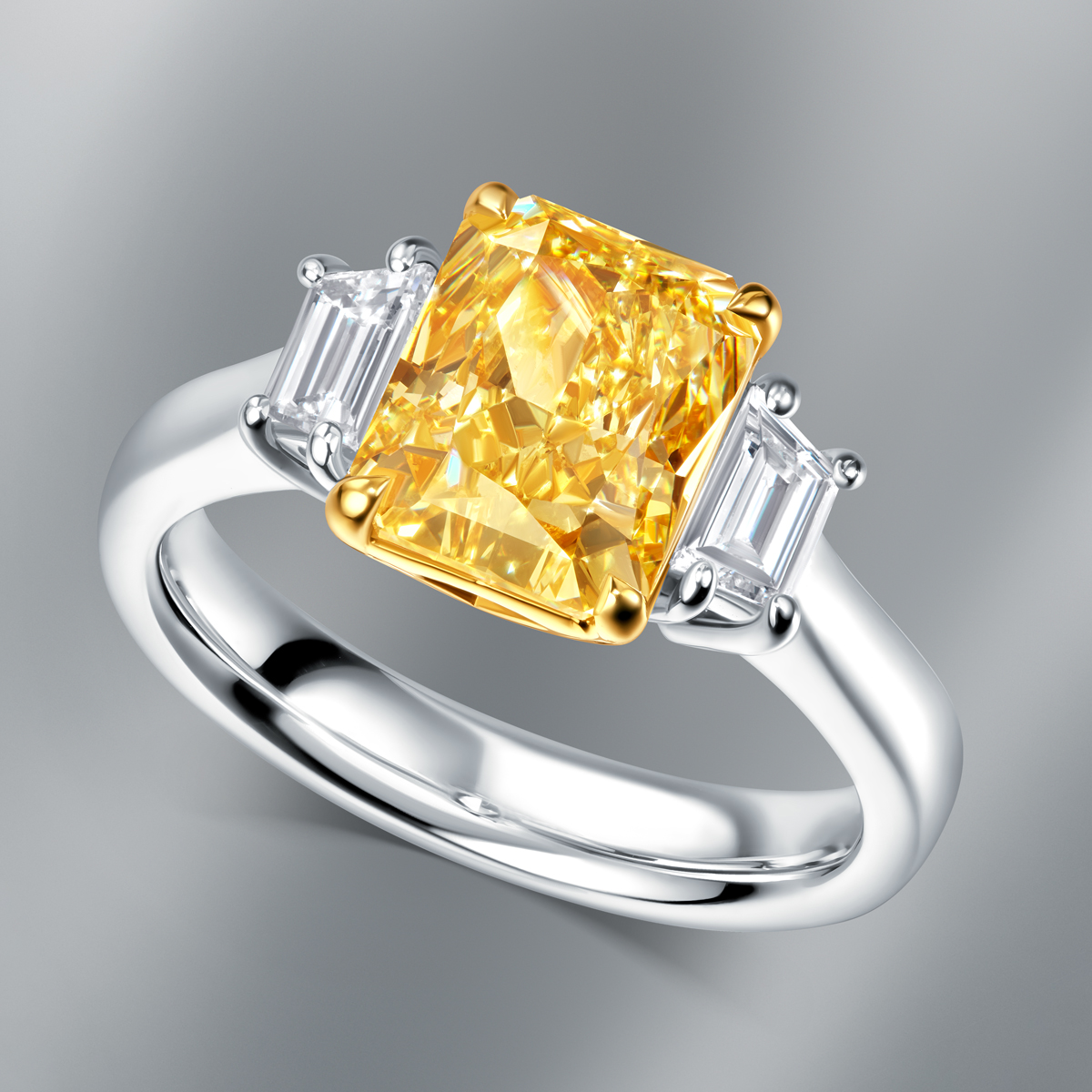 Radiant Cut Yellow Diamond Bezel Ring - R.F. Moeller Jeweler