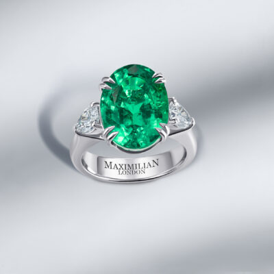 Diamond Ring set with Natural Zambian Emerald