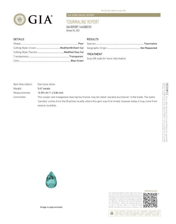 Diamond Ring set with Natural Paraiba Tourmaline - Image 3