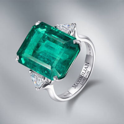 Diamond Ring Set  with Natural Zambian Emerald
