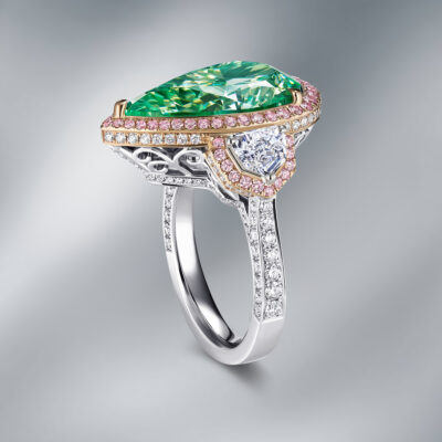 Diamond Ring Set with Fancy Brownish Greenish Yellow Diamond