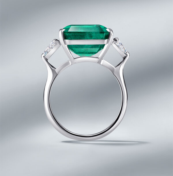 Diamond Ring Set with Natural Zambian Emerald - Image 2