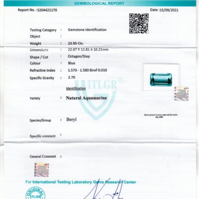 Natural Aquamarine & Diamond Ring