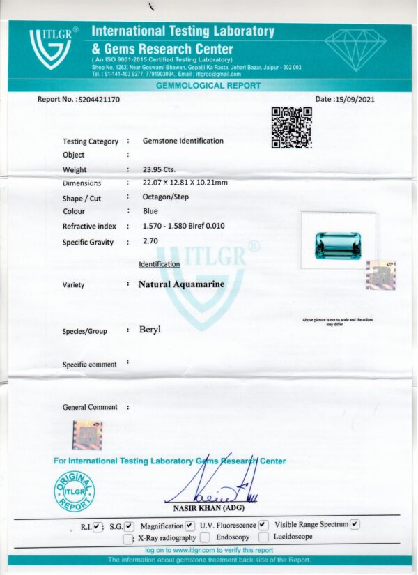 Natural Aquamarine & Diamond Ring - Image 2