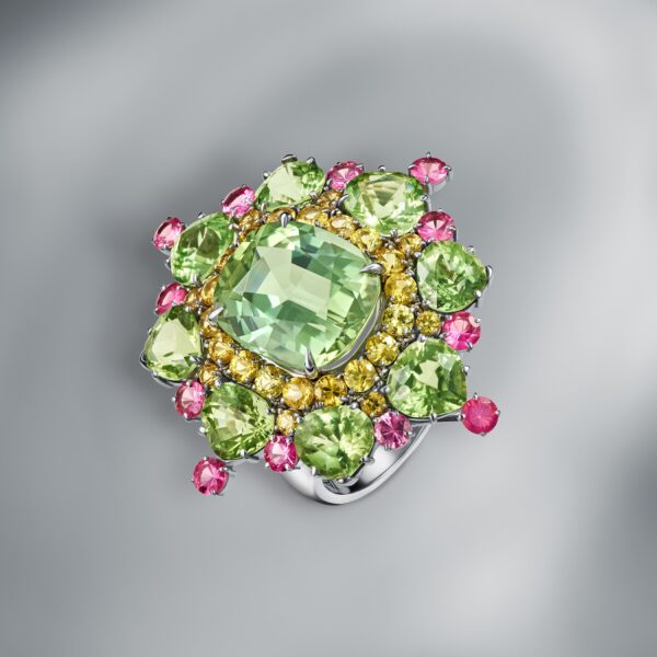 Natural Peridot & Sapphire Ring