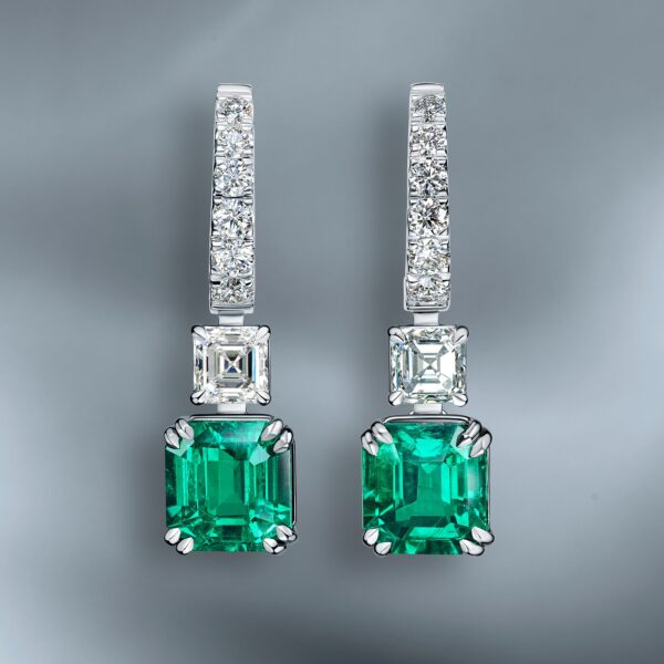 Natural Colombian Emerald & Diamond Earrings