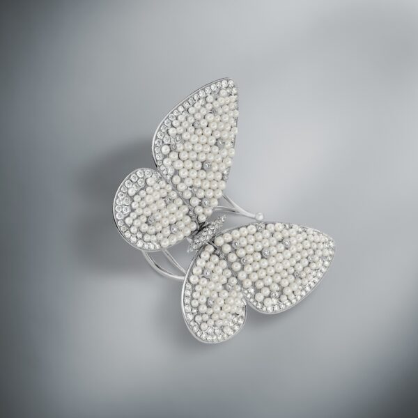 Diamond & Pearl Butterfly Motif Ring