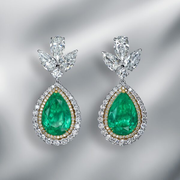 Natural Emerald & Diamond Earrings