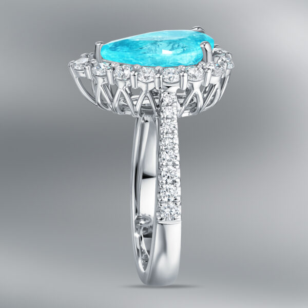 Diamond Ring Set with Marquise Paraiba Tourmaline - Image 3