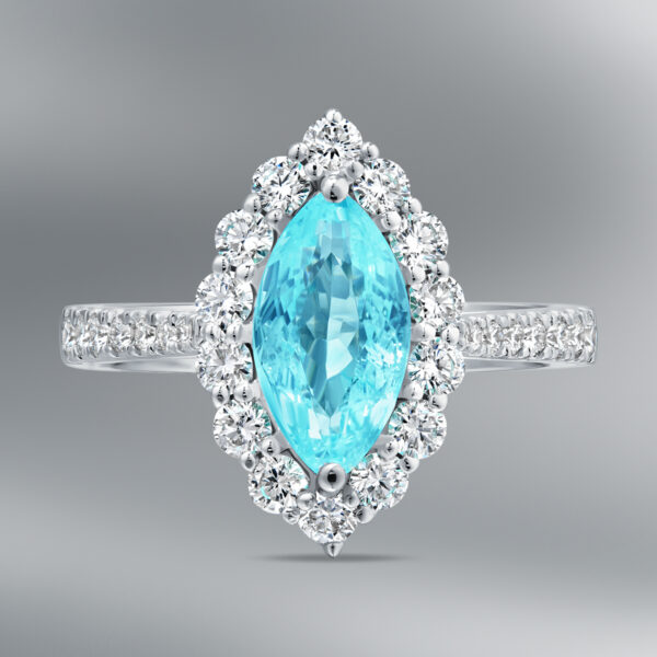 Diamond Ring Set with Marquise Paraiba Tourmaline - Image 2