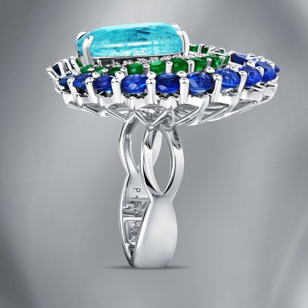 Diamond Ring Set  with Natural Tourmaline Paraiba - Image 2