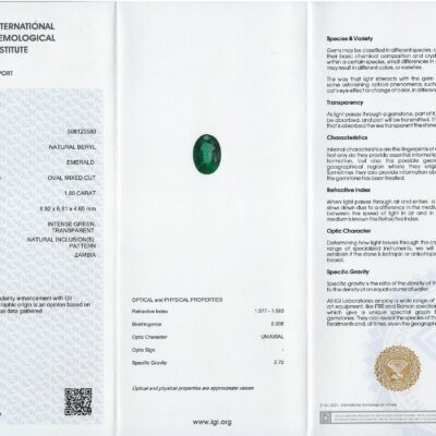 Diamond Ring Set With  Natural Emerald Oval Mixed Cut