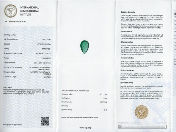 Diamond Earrings set with Pair of Pear Emeralds - Image 3