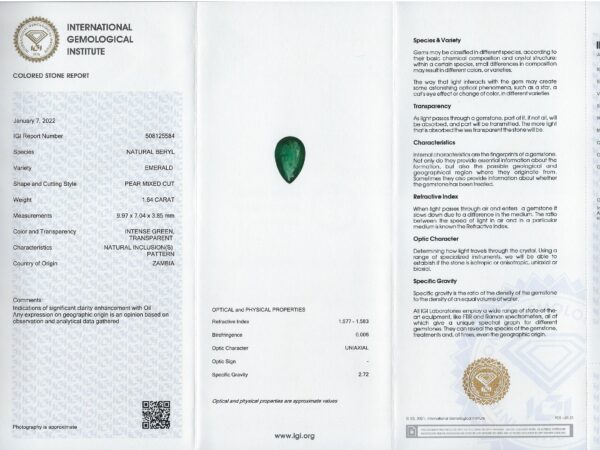 Diamond Earrings set with Pair of Pear Emeralds - Image 4