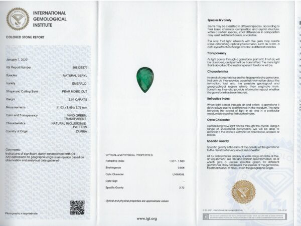 Diamond Earrings set with Pair of Pear Emeralds - Image 3