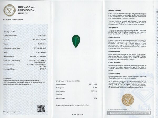 Fancy Yellow Diamonds Ring Set With Natural Zambian Teardrop Emerald - Image 3