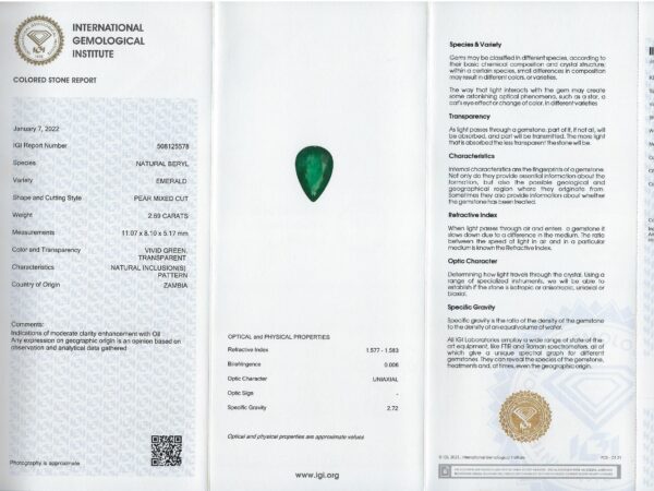 Diamond Earrings set with Pair of Pear Emeralds - Image 4