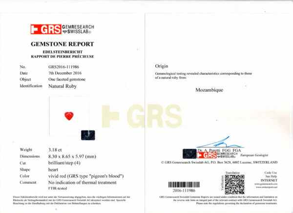 Natural "Vivid Red" Mozambique Ruby & Diamond Pendant With Chain - Image 2