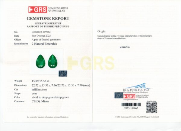 Diamond Earrings set with Pear Shape Emeralds - Image 4