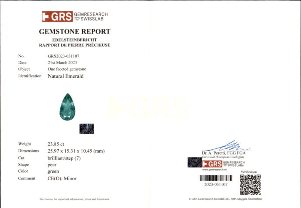 18K White Gold Pendant set with Emerald & Diamonds - Image 2