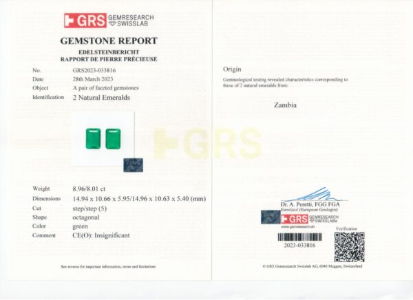 Diamond Earrings set with an Exceptional Zambian Emeralds - Image 3