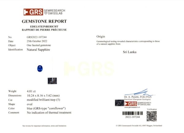 Diamond Ring set with Cornflower Ceylon Sapphire - Image 3