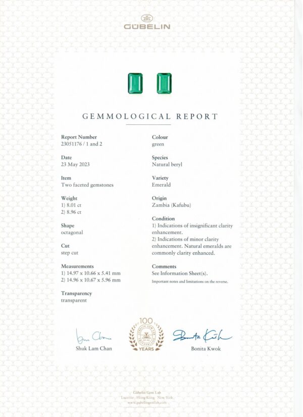 Diamond Earrings set with an Exceptional Zambian Emeralds - Image 2