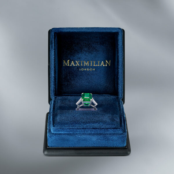 Diamond Ring Set with Natural Zambian Emerald - Image 3