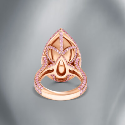 Diamond Ring Set With Natural Fancy Pinkish Brown Diamond