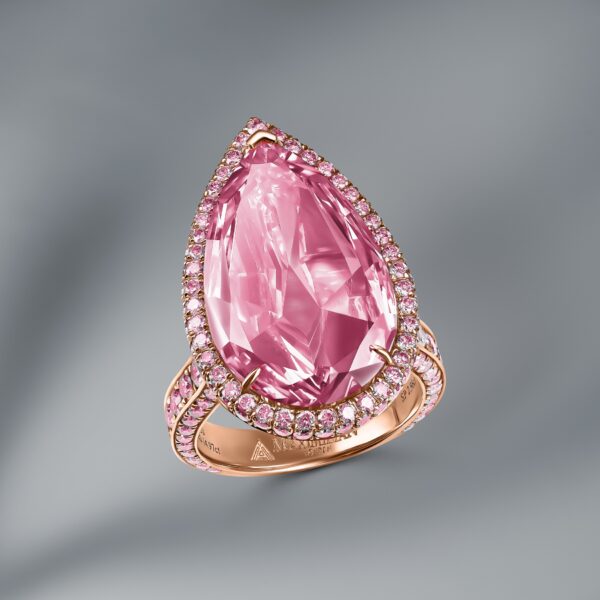 Diamond Ring Set With Natural Fancy Pinkish Brown Diamond