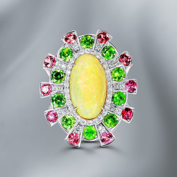 Natural Spinel And Diamond Ring