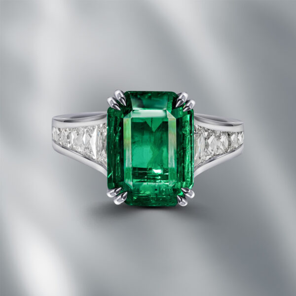 Diamond Ring Set With Zambian Emerald - Image 2