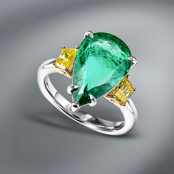 Diamond Ring Set With Zambian Emerald - Image 2