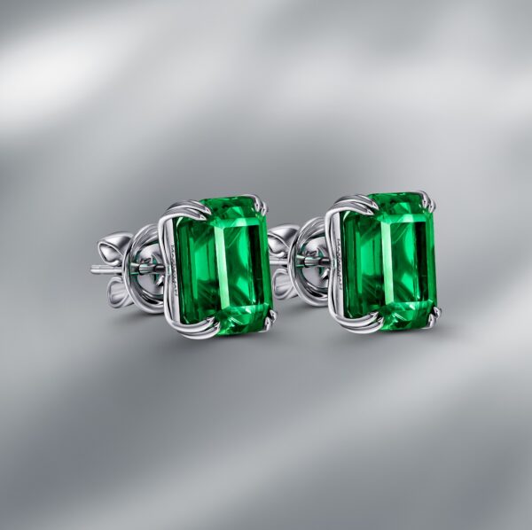 Natural Zambian Emerald Ear Studs
