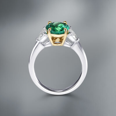 Natural Emerald & Diamond Ring