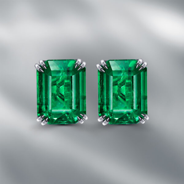 Natural Zambian Emerald Ear Studs - Image 2