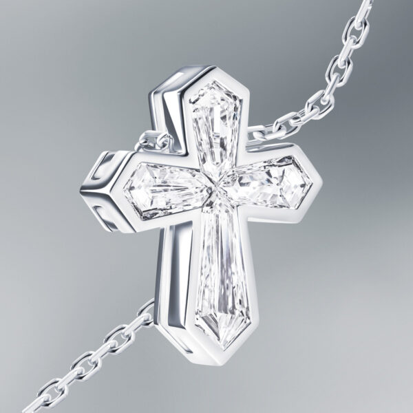 Diamond Cross Pendant With 18k Gold Chain - Image 2