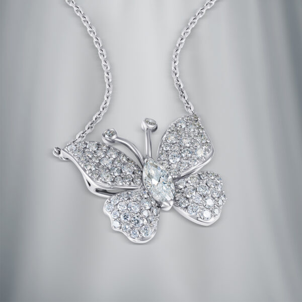 Butterfly Diammond Pendant With 18k Gold Chain - Image 3
