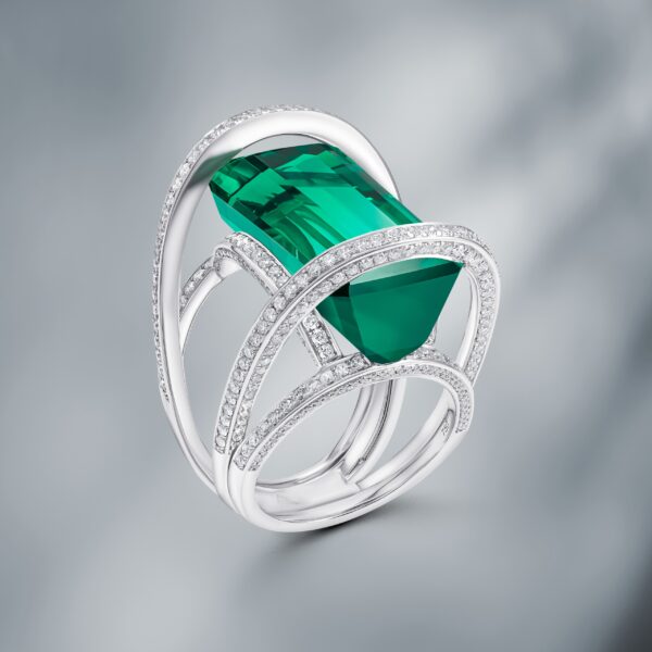 Natural Bicolor Tourmaline & Diamond Ring