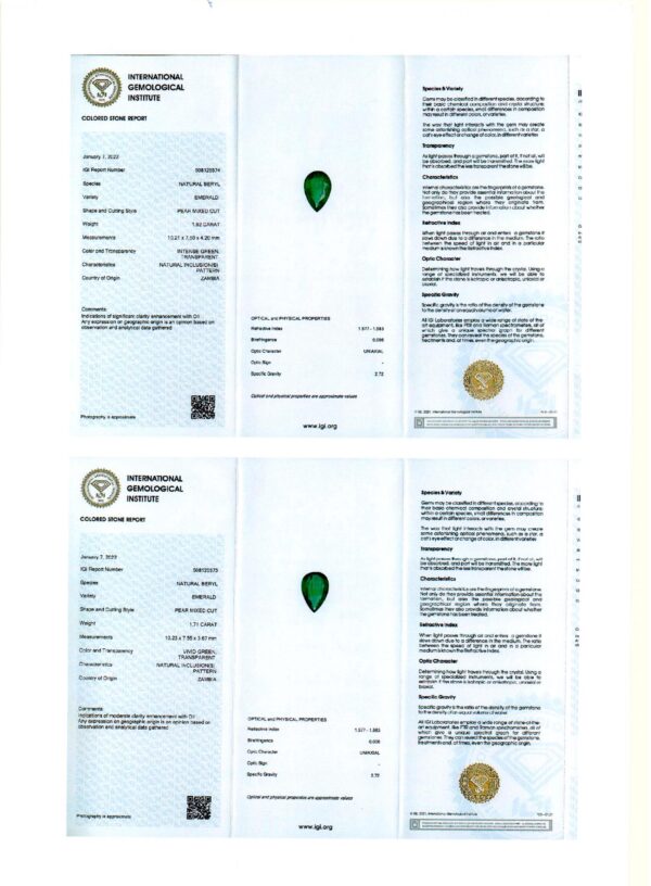 Diamond Earrings Set With Zambian Emeralds - Image 3